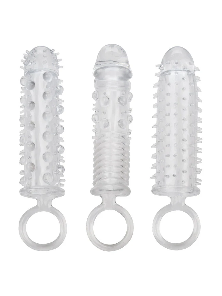 3 Piece Textured Penis Extension Sleeve Set
