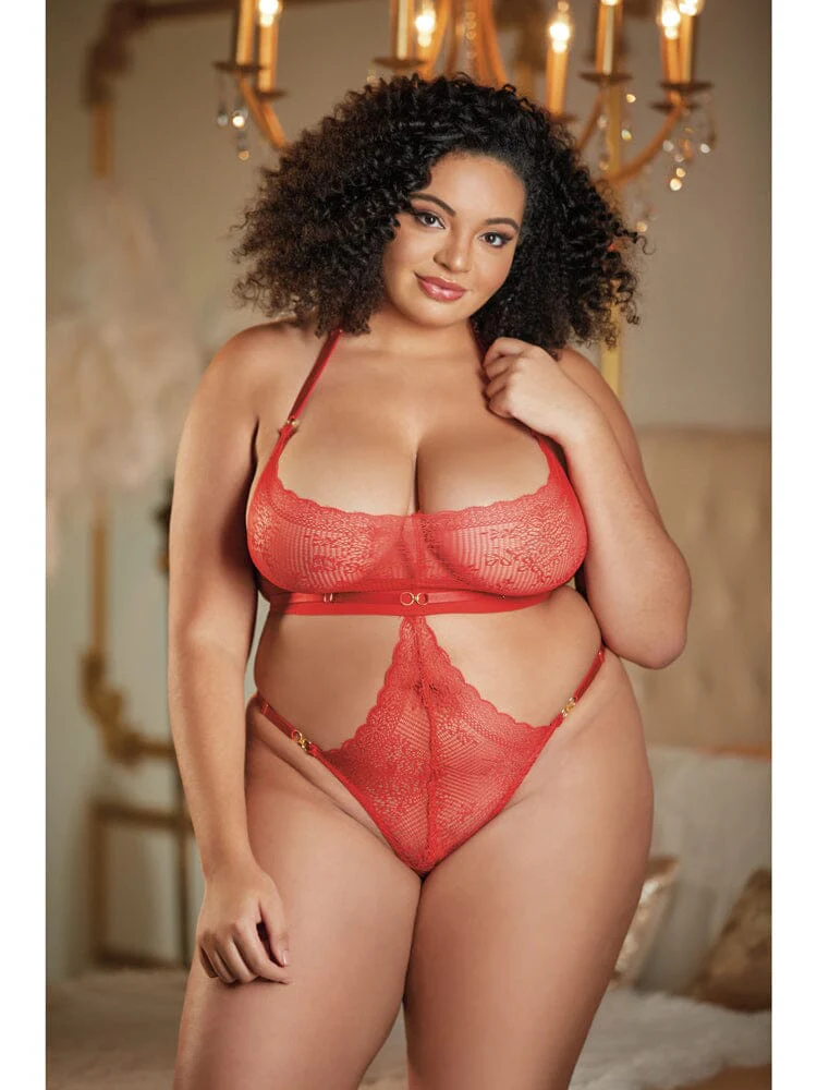 Allure Carrie Open Halter Lace Teddy - Image 7