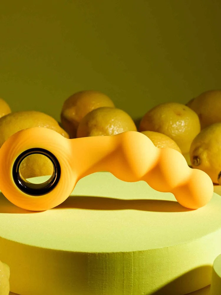 Bumble Silicone Rechargeable Yellow Beaded Anal Plug - Image 2