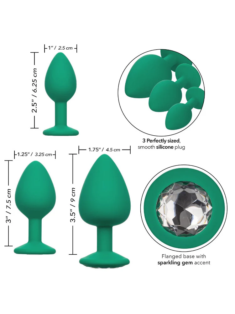 Cheeky Gems Silicone Jeweled Butt Plug Kit - Image 5
