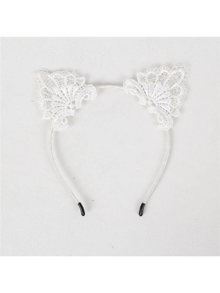 Cute Cat Ear Headband - White - Image 2
