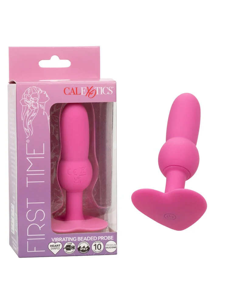 First Time Rechargeable Silicone Vibrating Beaded Anal Probe - Image 2