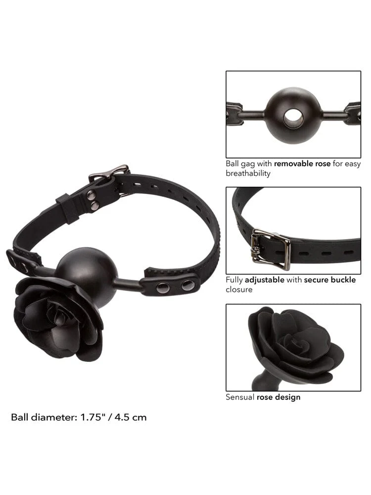 Forbidden Silicone Removable Rose Ball Gag - Image 2