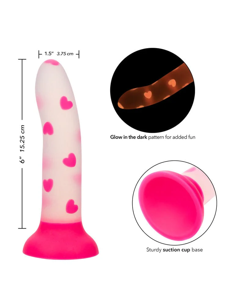 Glow Stick Silicone Glow-In-The-Dark G-spot Heart Dong - Image 3