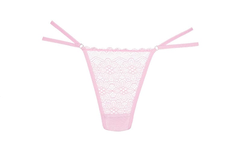 Good Girl Lace and Mesh Thong - Pink O/S