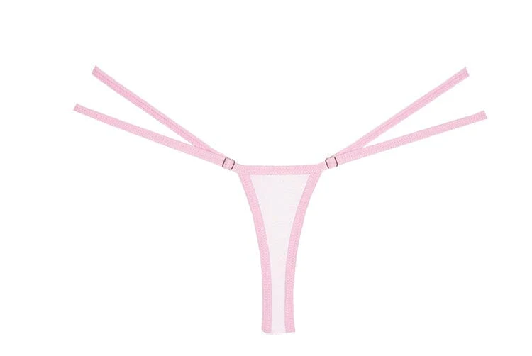Good Girl Lace and Mesh Thong - Pink O/S - Image 2