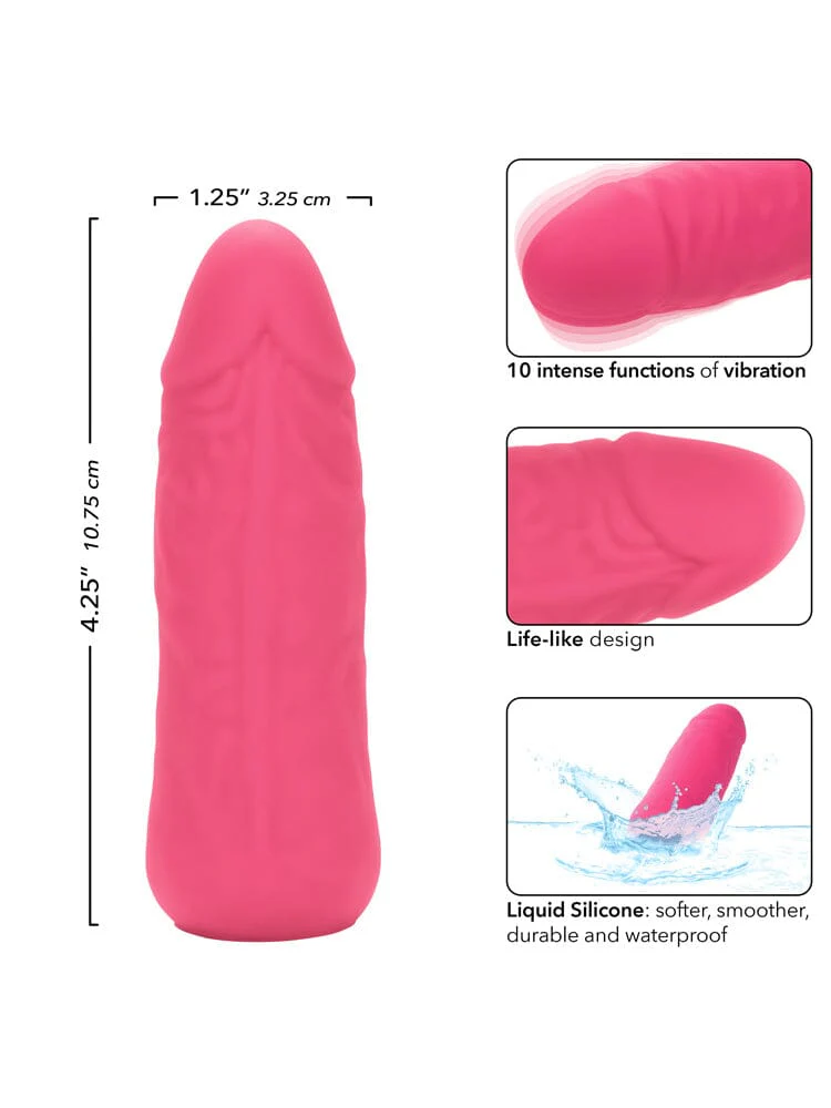 Mini Vibrating Stud Pink Liquid Life-Like Silicone Vibrator - Image 3