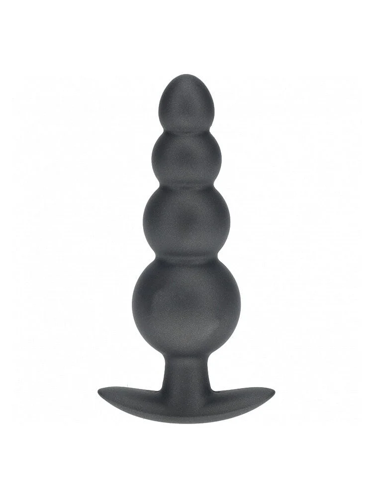 OUCH! Beaded Metallic Gun Metal Silicone Anal Plug
