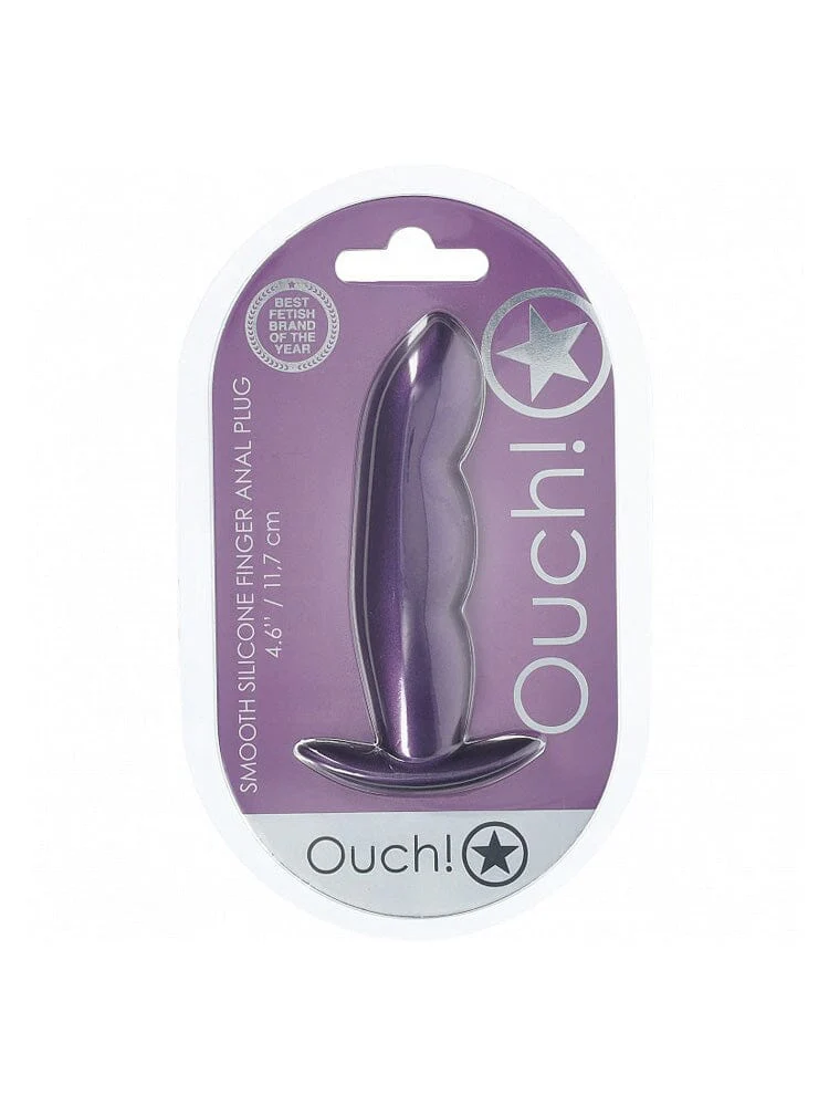 OUCH! Finger Metallic Purple Silicone Anal Plug - Image 2