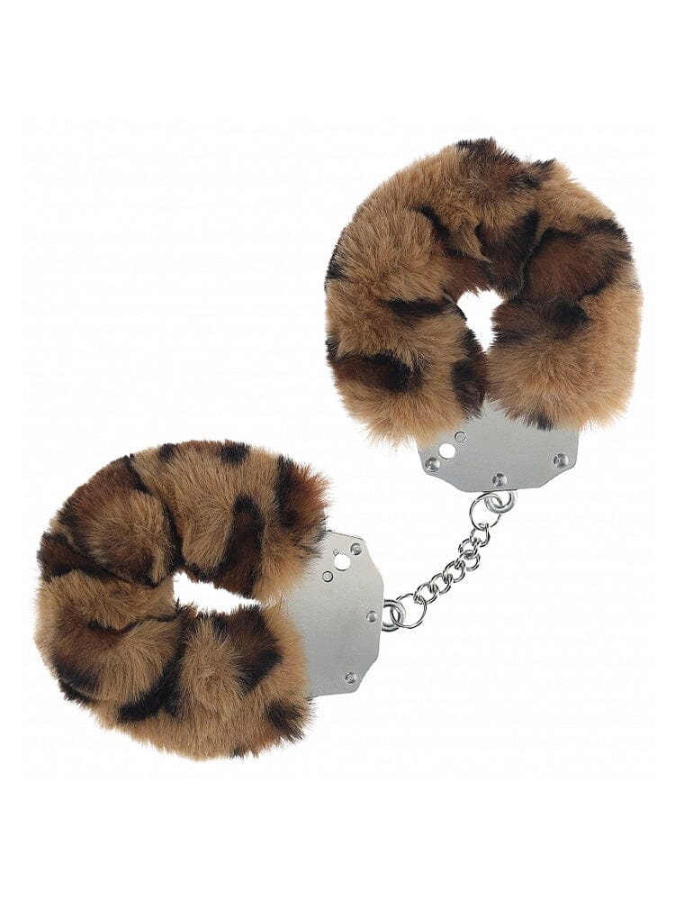 OUCH! Heavy-Duty Fluffy Leopard Bondage Handcuffs