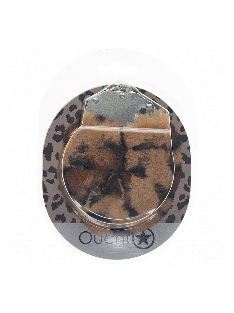OUCH! Heavy-Duty Fluffy Leopard Bondage Handcuffs - Image 2