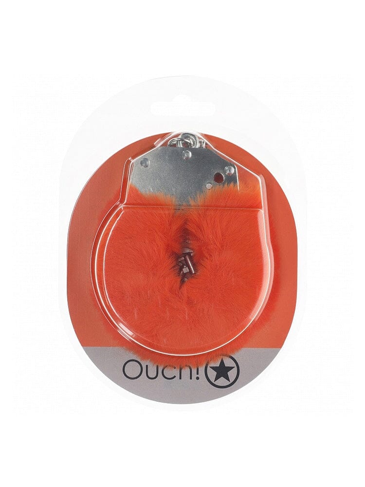 OUCH! Heavy-Duty Fluffy Orange Bondage Handcuffs - Image 2