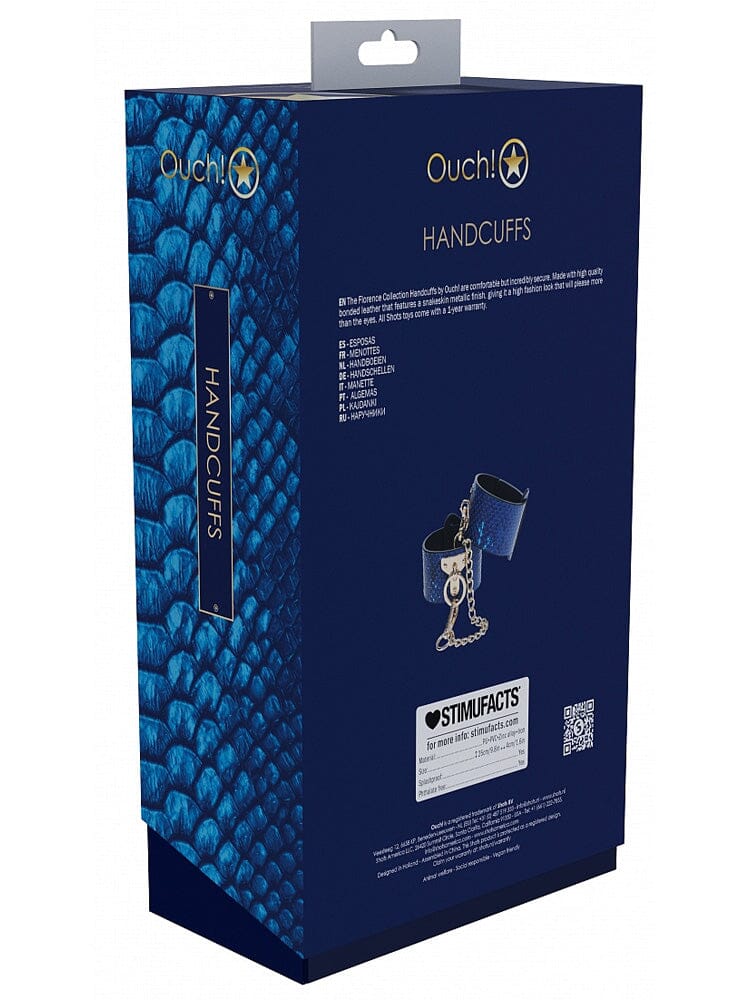 Ouch! International Florence Collection Blue Handcuffs - Image 3