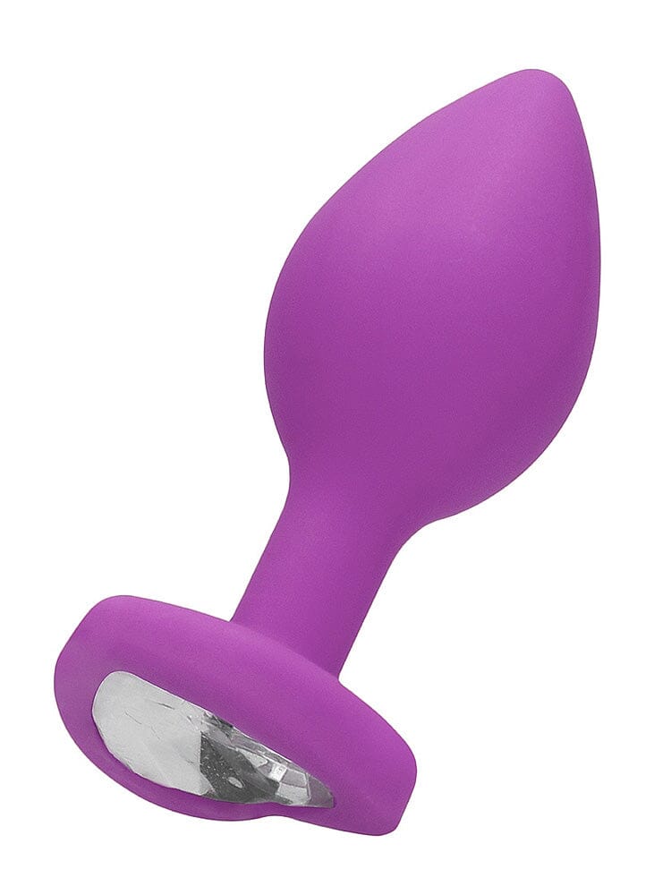 OUCH! Large Purple Silicone Diamond Heart Jewel Butt Plug