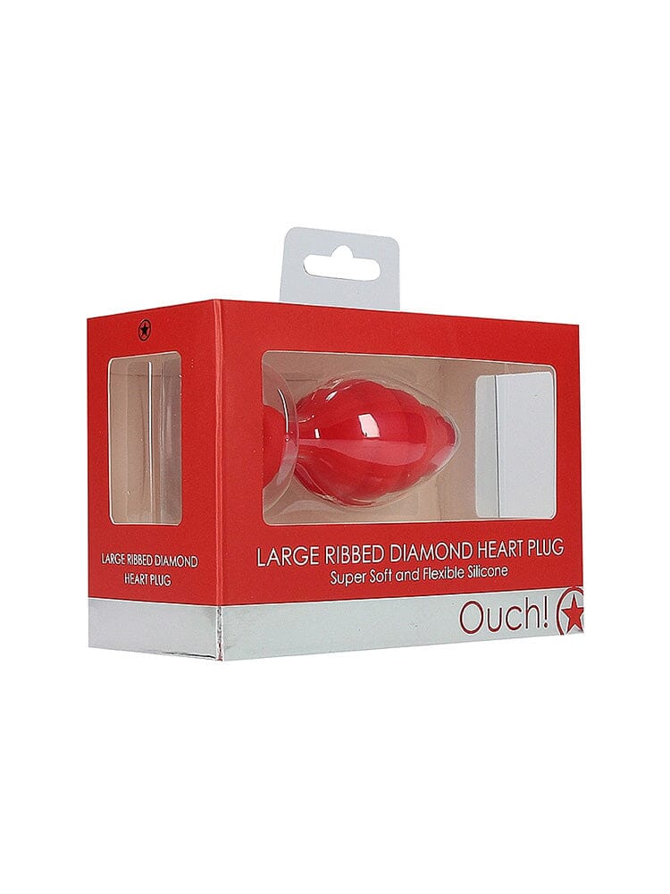 OUCH! Large Ribbed Red Diamond Heart Jewel Butt Plug - Image 2