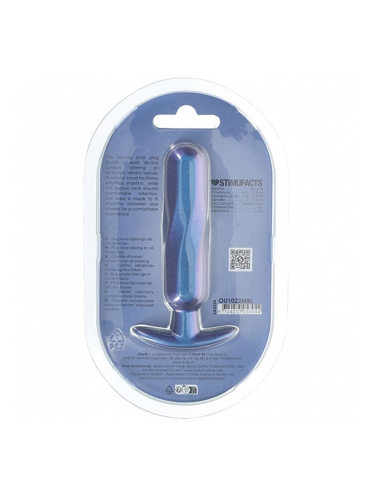 OUCH! Oblong Metallic Blue Silicone Anal Plug - Image 3