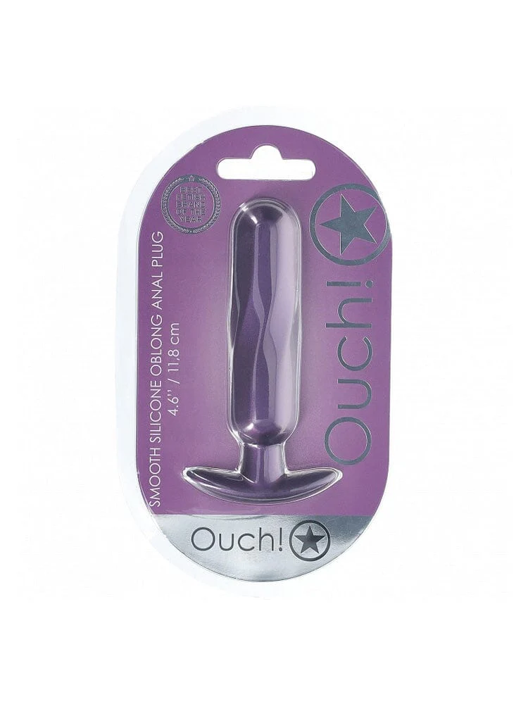 OUCH! Oblong Metallic Purple Silicone Anal Plug - Image 2