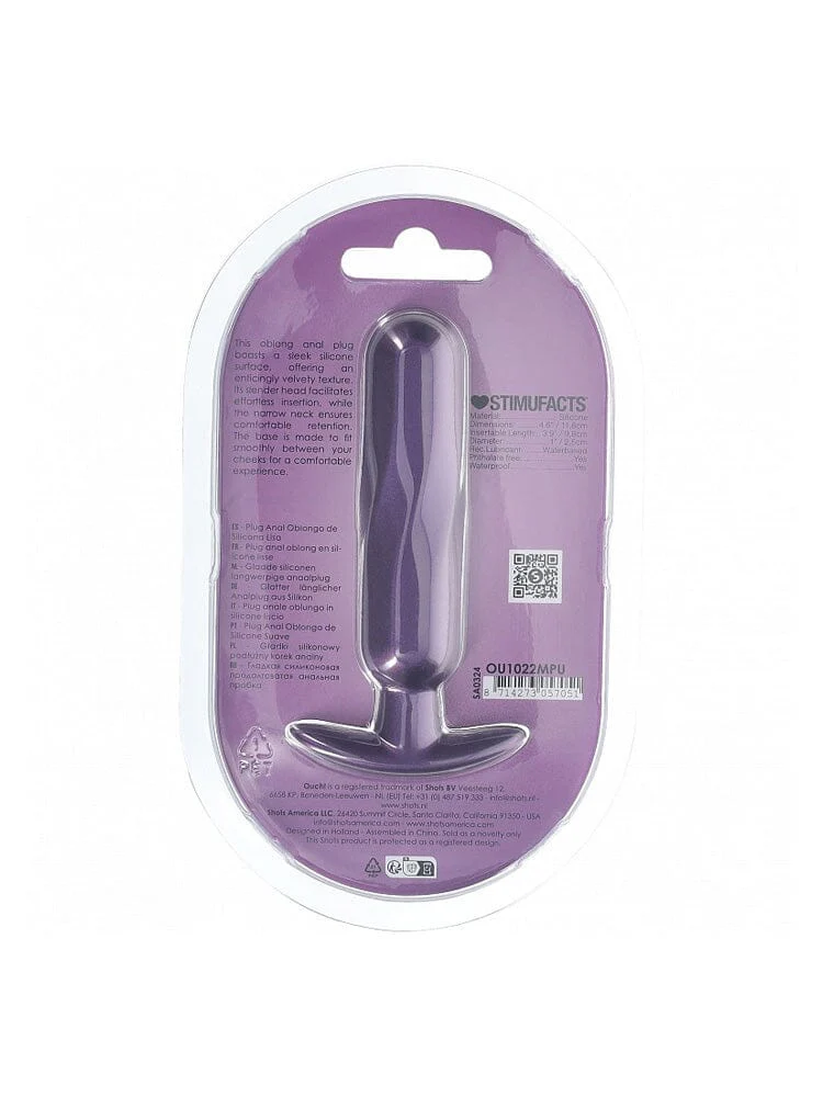 OUCH! Oblong Metallic Purple Silicone Anal Plug - Image 3