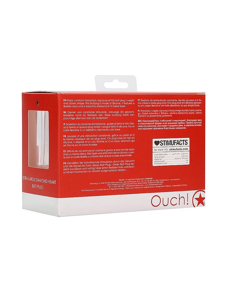 OUCH! X-Large Red Silicone Diamond Heart Jewel Butt Plug - Image 3
