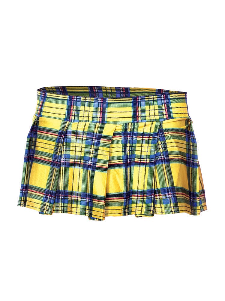 Plaid Pleated Skirt ML Yellow