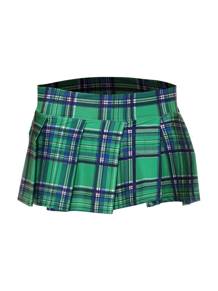 Plaid Pleated Skirt SM Green