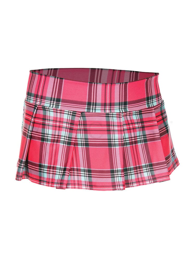 Plaid Pleated Skirt SM Hot Pink