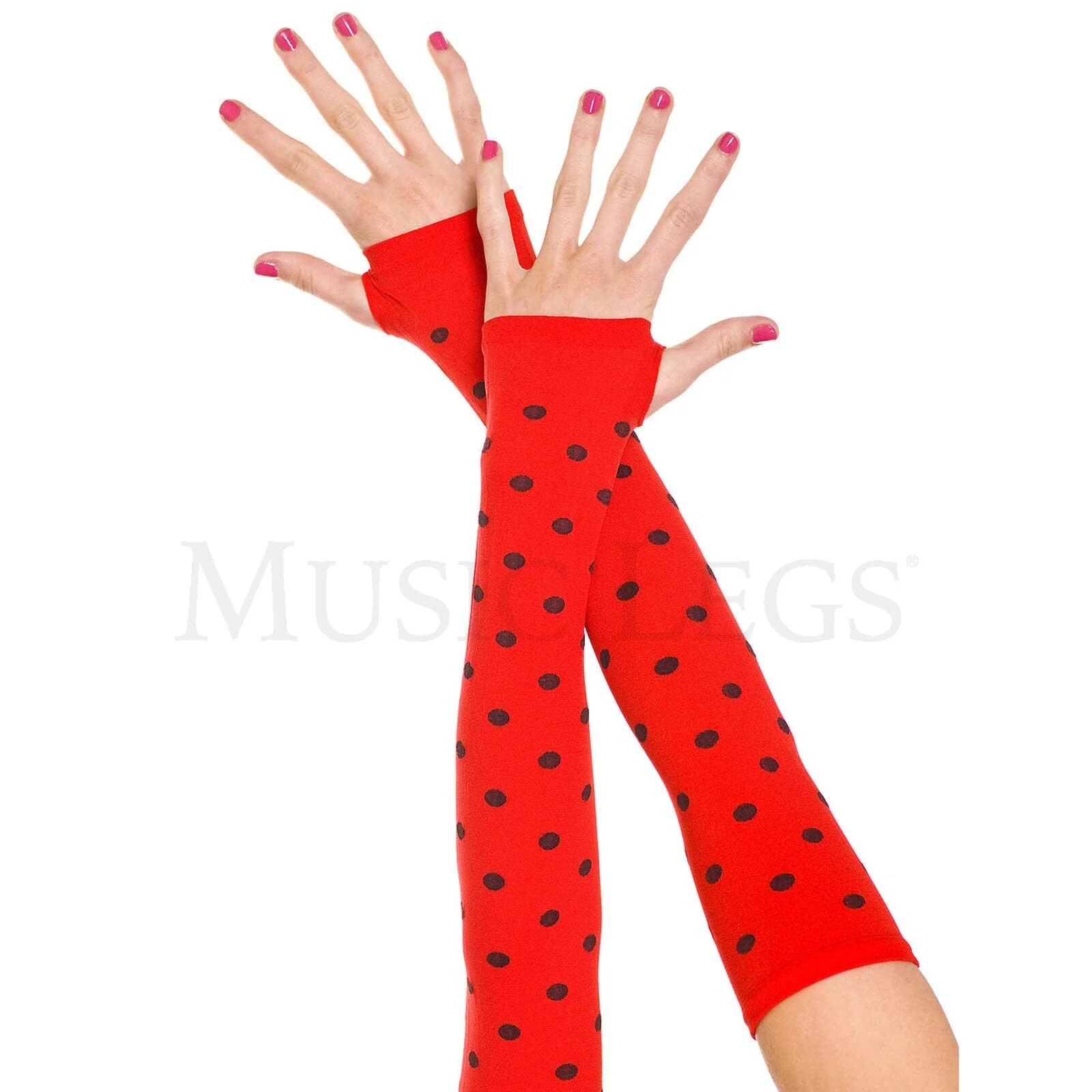 Polka Dot Opaque Thigh Highs & Gloves Set - Image 2
