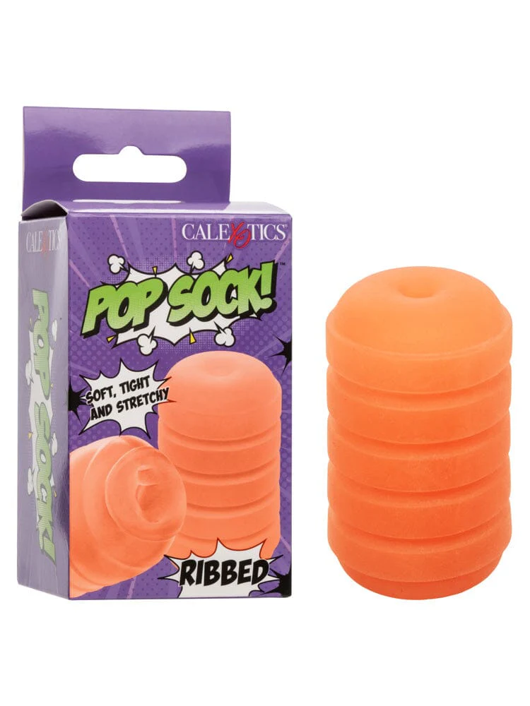 Pop Sock Ribbed Reversible Orange Personal Pocket Stroker - Image 2