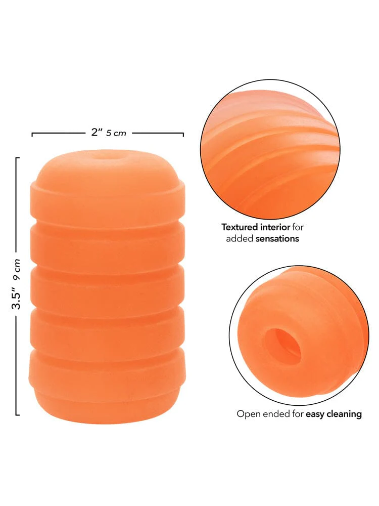 Pop Sock Ribbed Reversible Orange Personal Pocket Stroker - Image 3