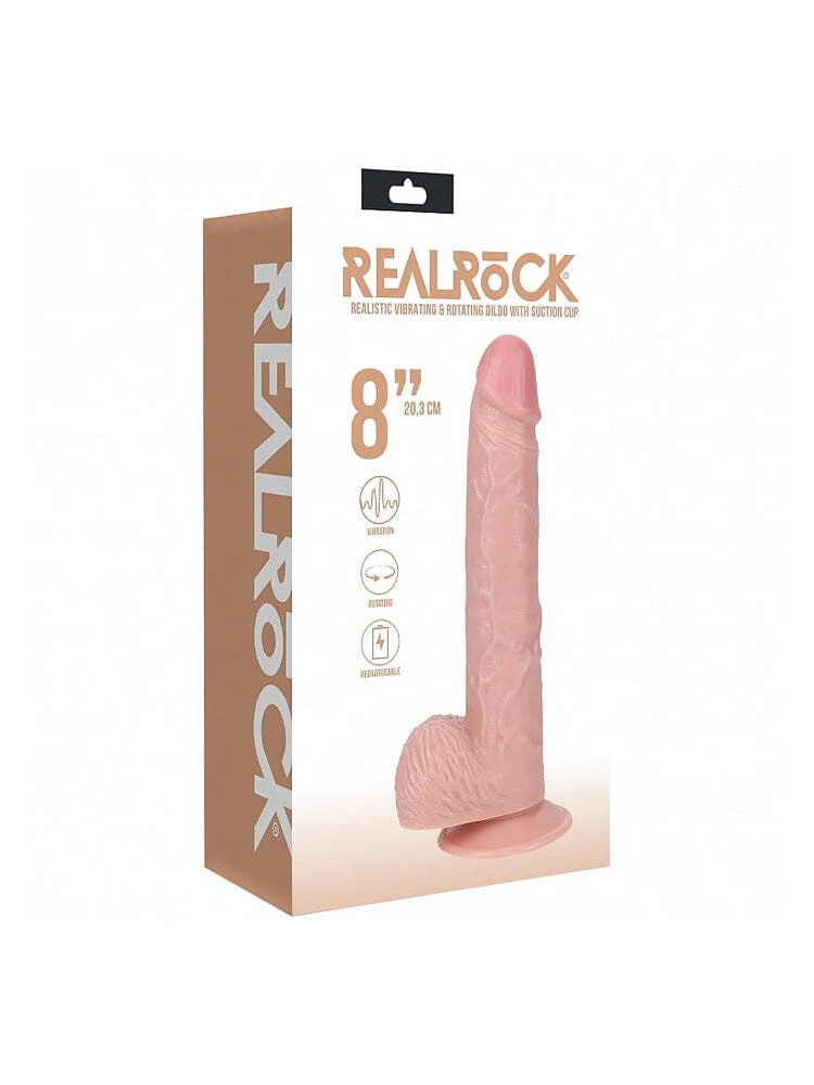 RealRock: Regular Straight 8” Flesh Rotating Vibrating Cock - Image 2