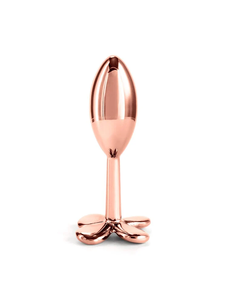 Rear Assets Rose Gold 4 Leaf Clover Aluminum Butt Plug