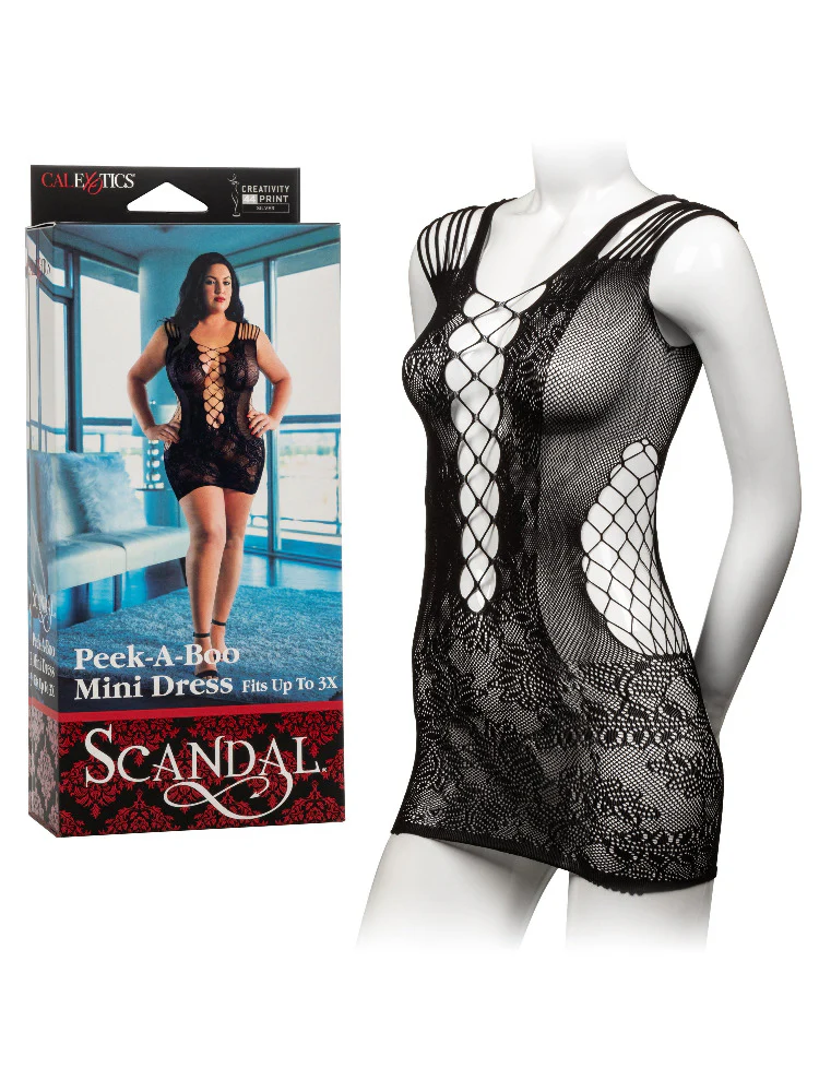 Scandal Peek-A-Boo Black Lace Mini Dress - Image 6