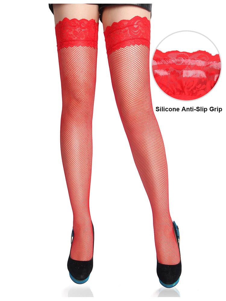 Sexy Small Mesh Lace Silicone Stockings - 3 Pcs Set - Image 4