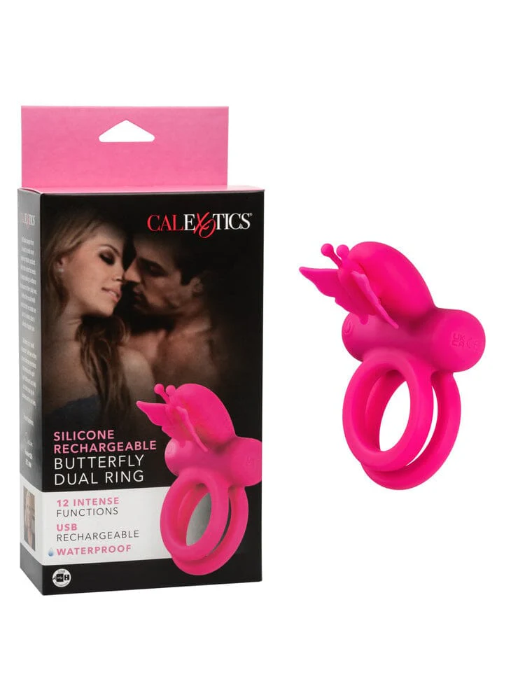 Silicone Rechargeable Butterfly Dual Ring - Image 4