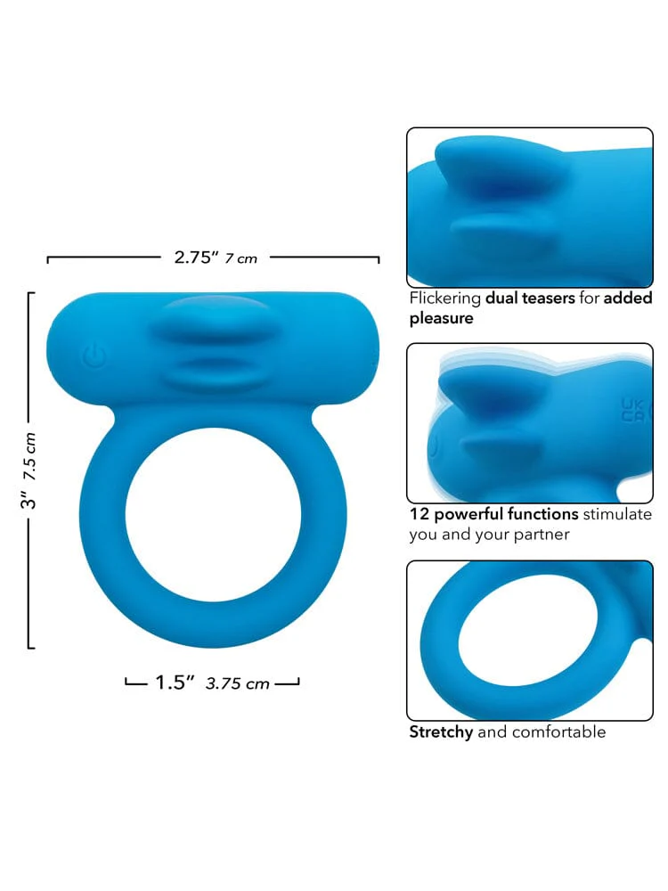Silicone Rechargeable Double Trouble Blue Erection Enhancer - Image 3