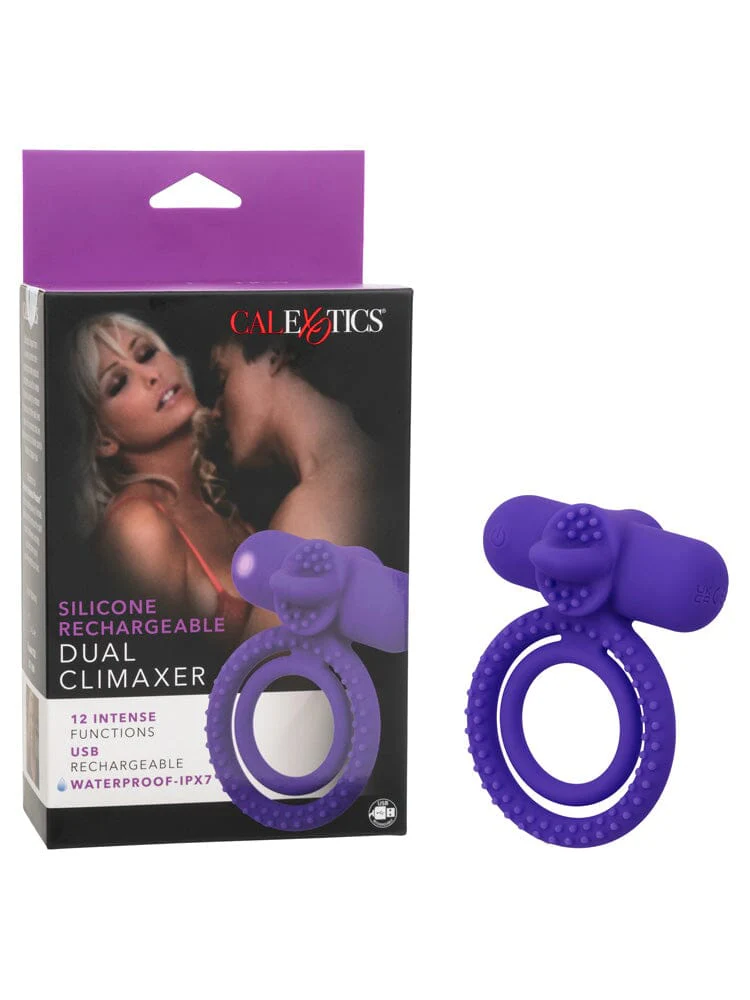 Silicone Rechargeable Dual Climaxer Purple Erection Enhancer - Image 2