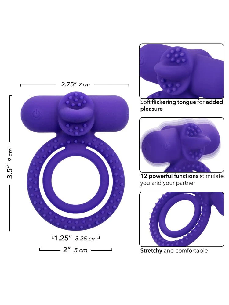 Silicone Rechargeable Dual Climaxer Purple Erection Enhancer - Image 3