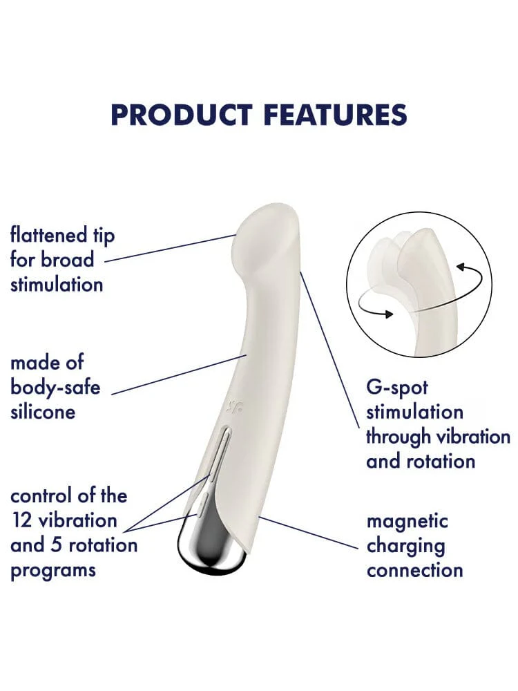 Spinning G-Spot 1 Beige Silicone Rotating Classic Vibrator - Image 3